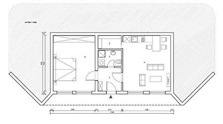 Osnova prizemnog stambenog objekta - 50m2
